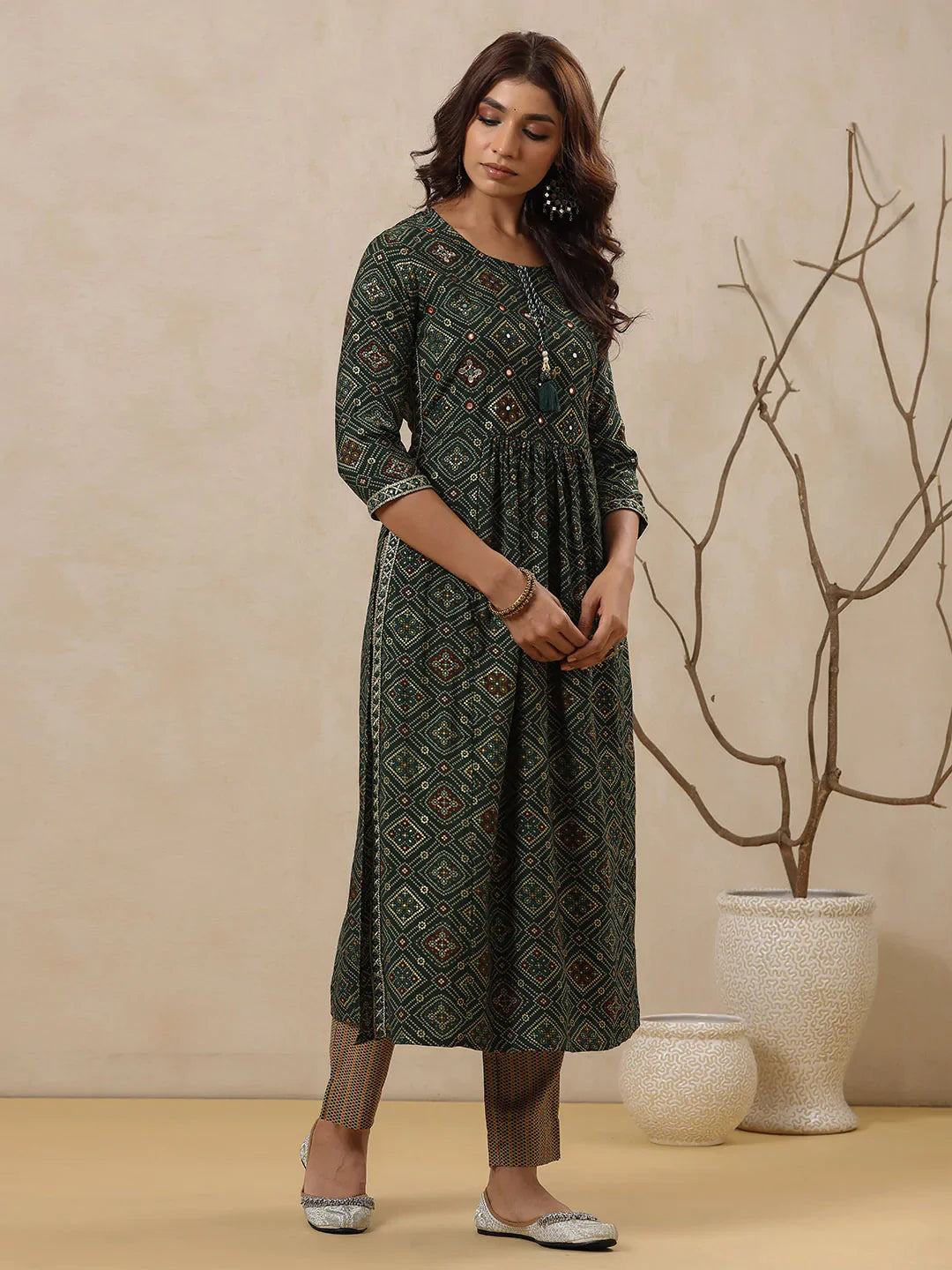 Printed Muslin Kurta With Pants