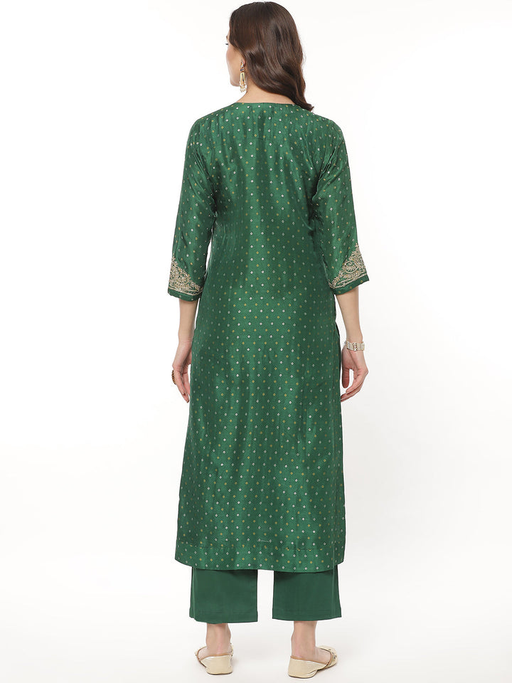 Printed Gota Patti Chanderi Kurti With Pant