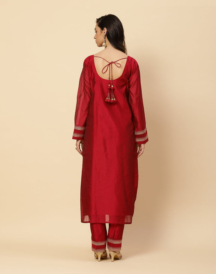 Embroidered Cotton Salwar Kameez Stitched Suit With Georgette Dupatta