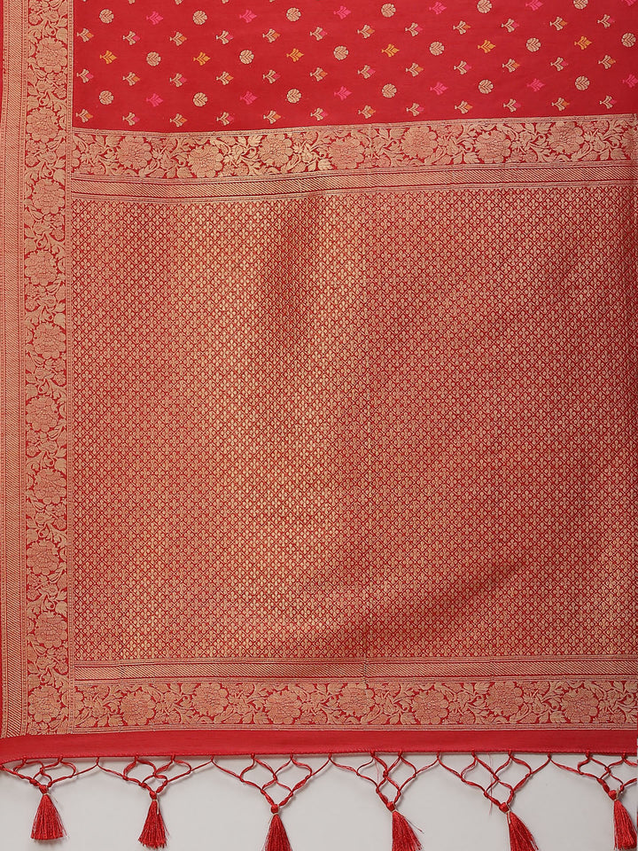 Brocade Zari Booti Art Handloom Woven Saree