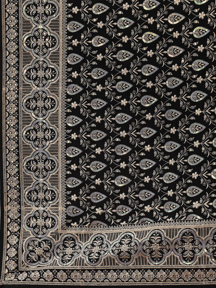 Sequin Embroidered Crepe Saree