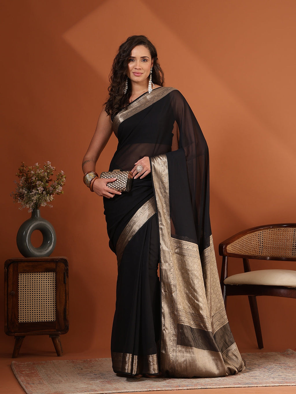 Plain Chiffon Saree