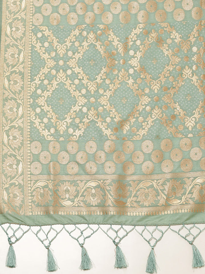 Bandhez Art Handloom Saree with Zari Jaal Border