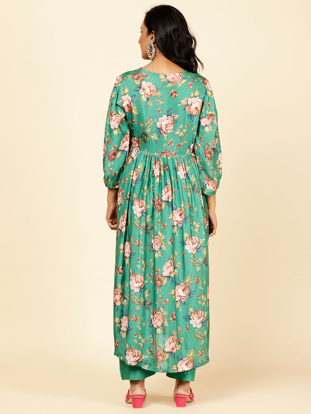 Floral Printed Muslin Kurta With Pants