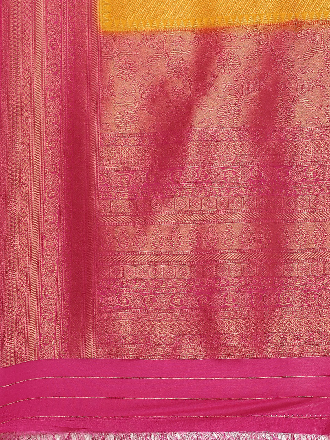 Brocade Zari Jaal  Art Handloom Saree With Contrast Blouse