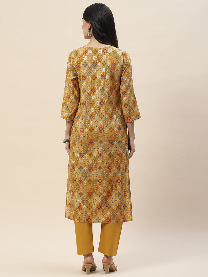 Printed Muslin Straight Kurta
