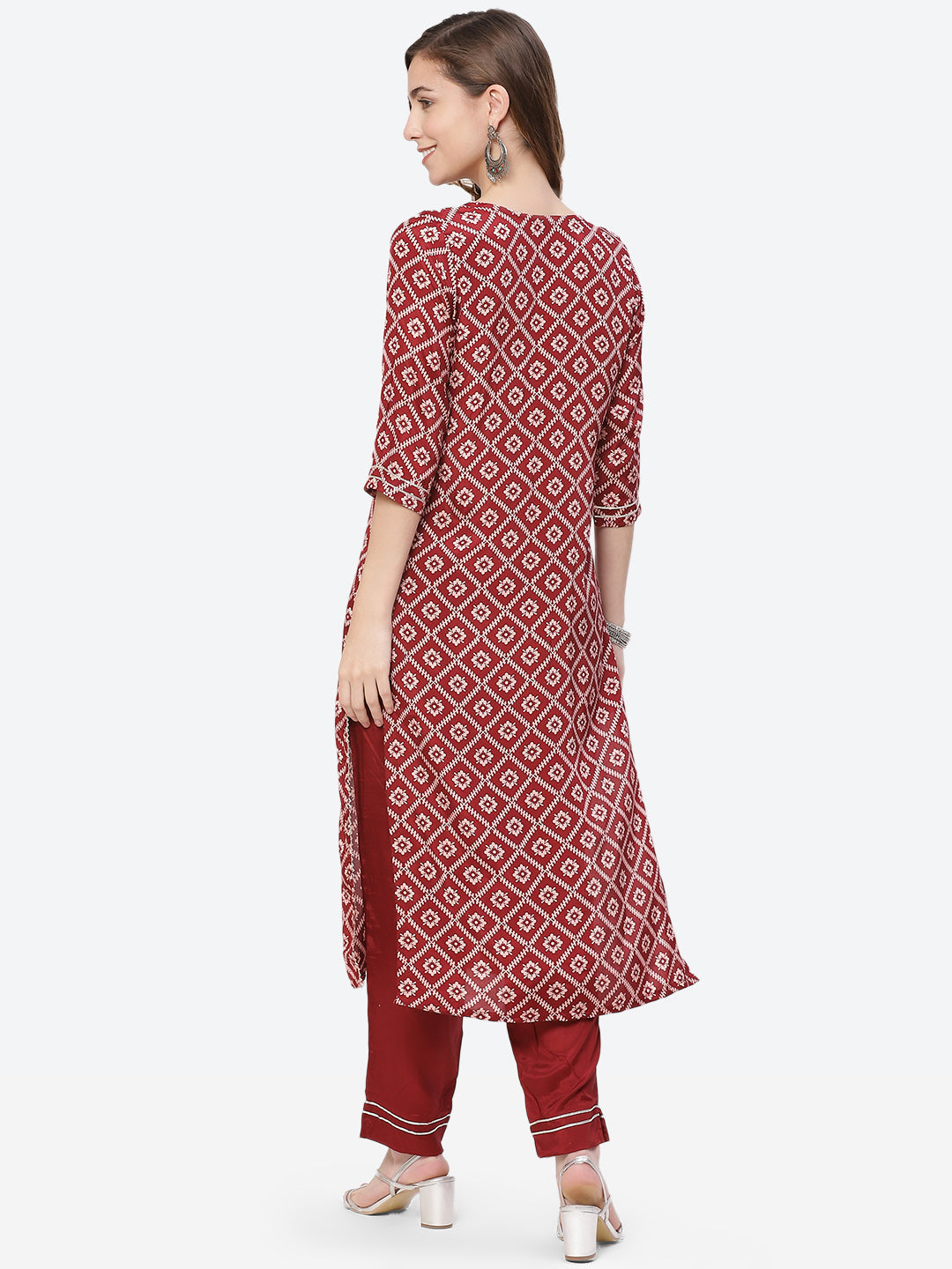 Printed Zari Work Cotton Kurta With Pant
