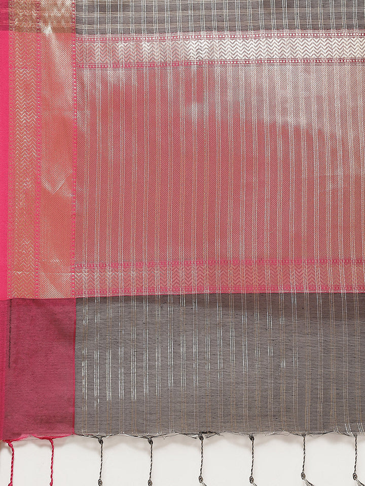 Zari Border Booti Cotton Woven Saree