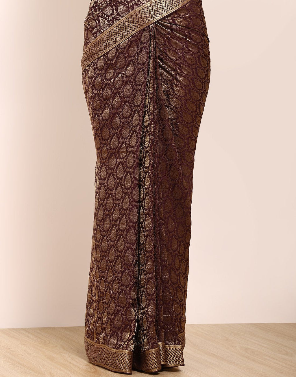 MBZ Meena Bazaar-Peacock Blue Crepe Saree