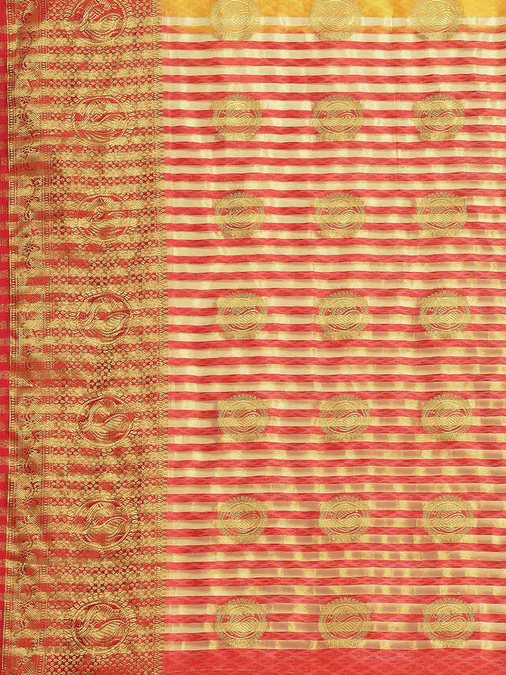 Zari Border Booti Art Handloom Woven Saree