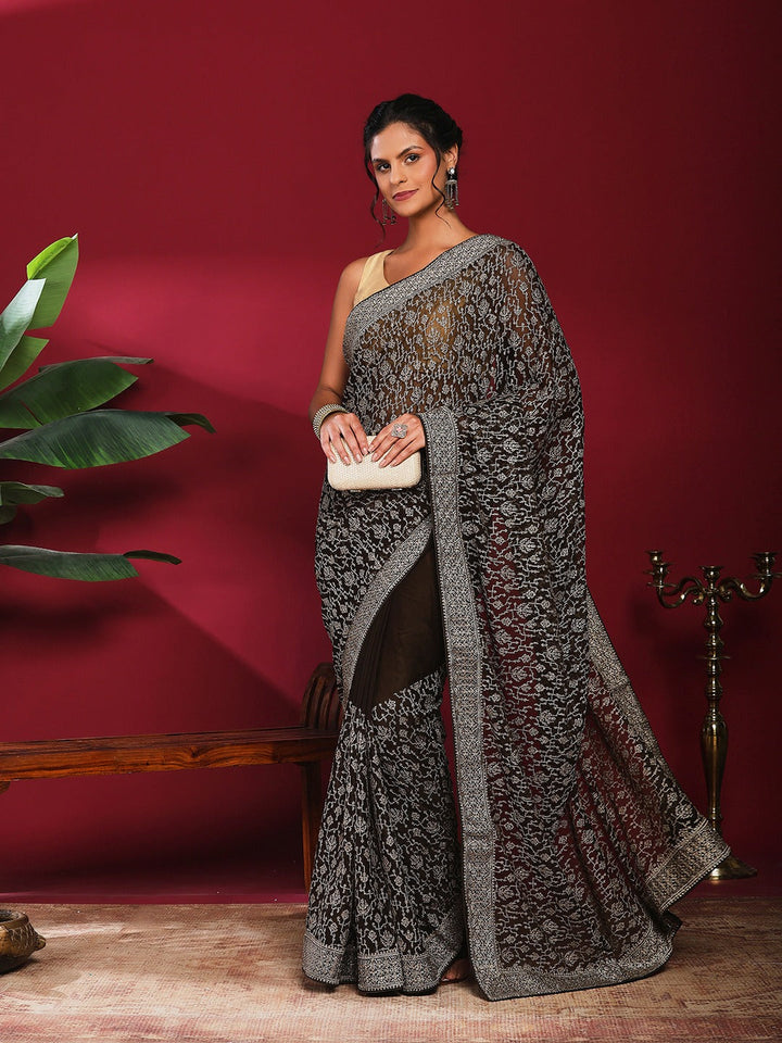 Embroidered Georgette Saree