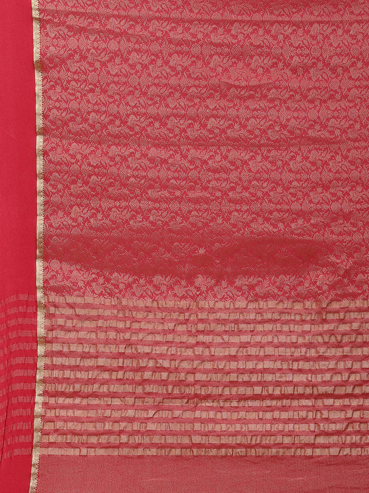 Light Brocade Georgette Plain Saree