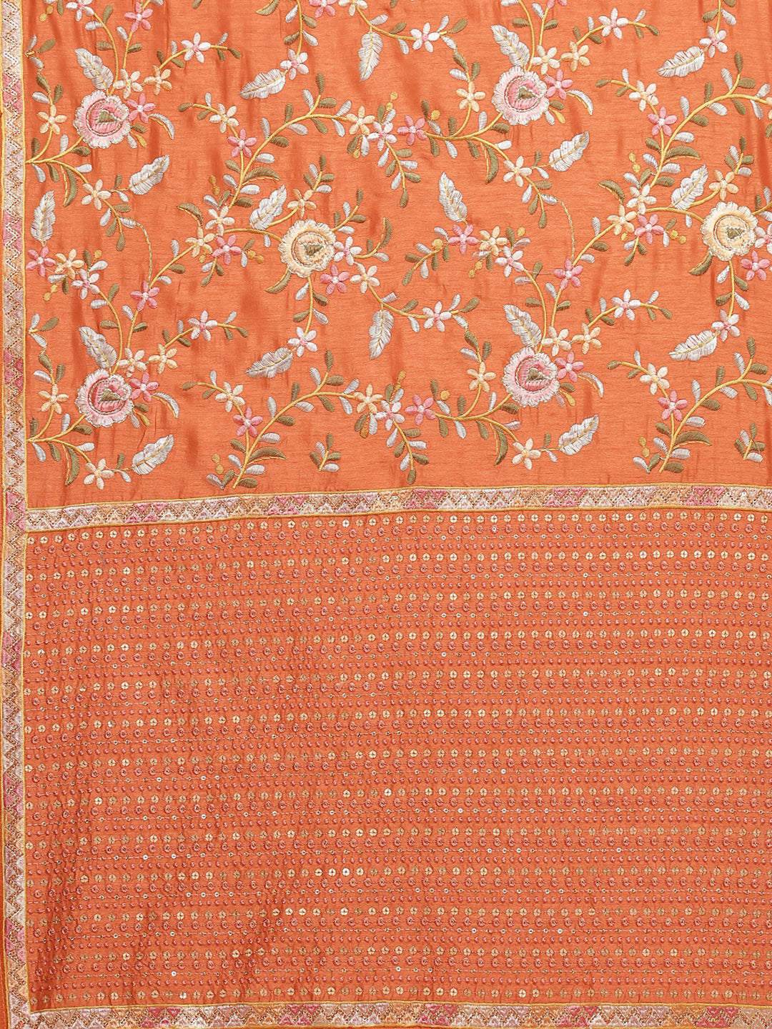 Thread Work Embroidered Art Tussar Saree