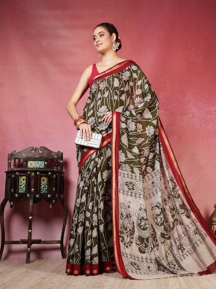 Floral Printed Art Silk Saree