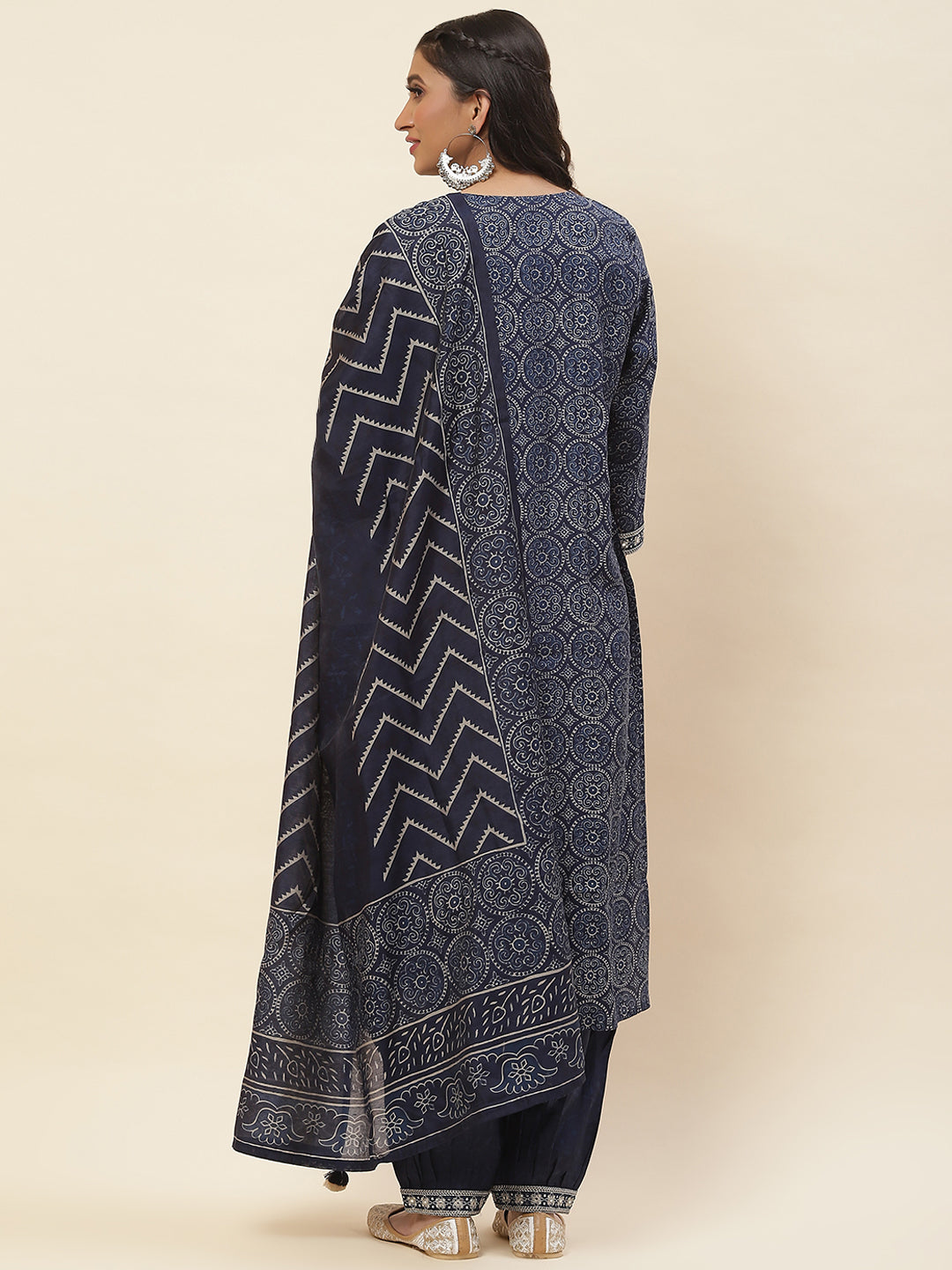 Printed Cotton Kurta With Pants & Dupatta