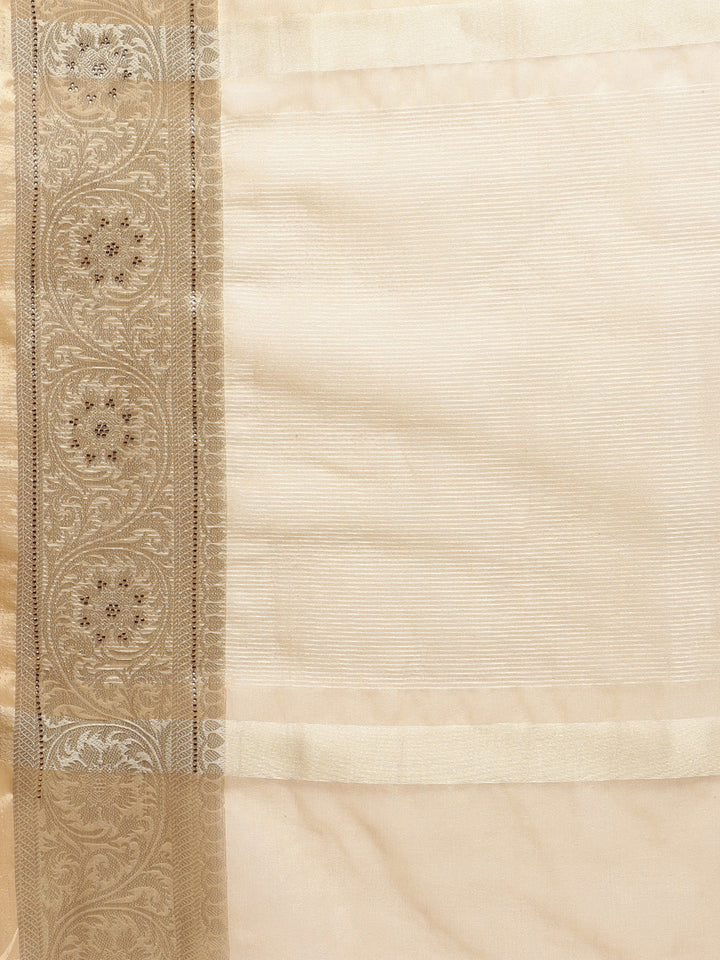 Stone Organza Plain Saree