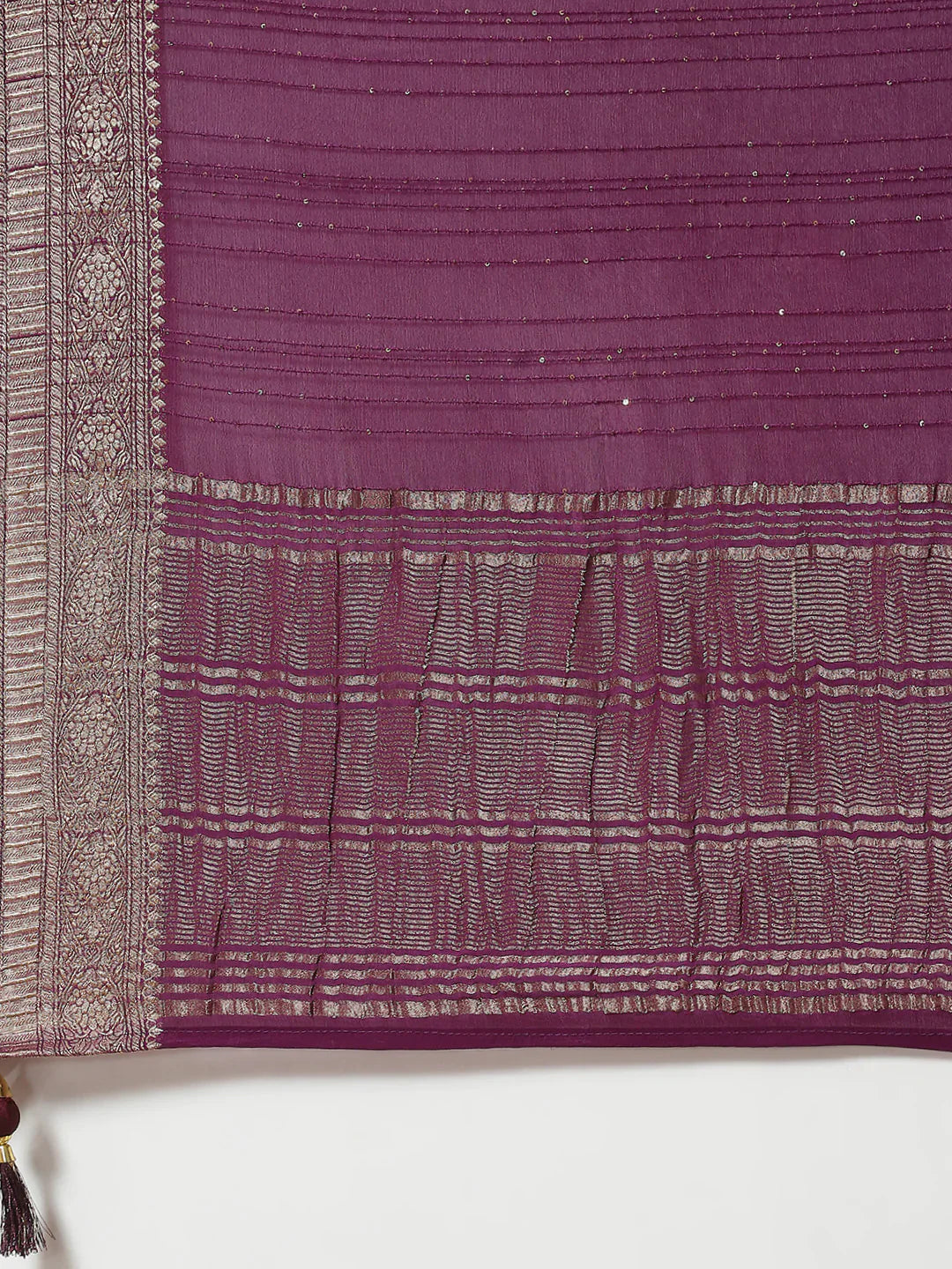 Sequin Embroidered Crepe Plain Saree
