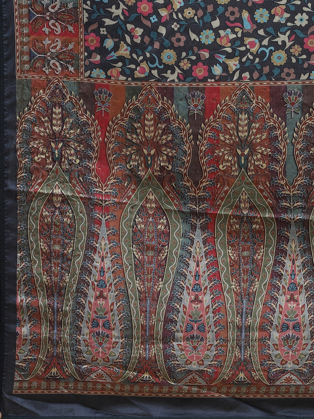 Floral Printed Satin Saree