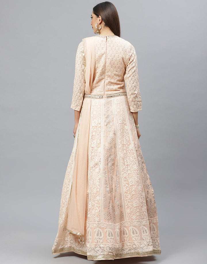 Peach Georgette Anarkali Salwar Kameez