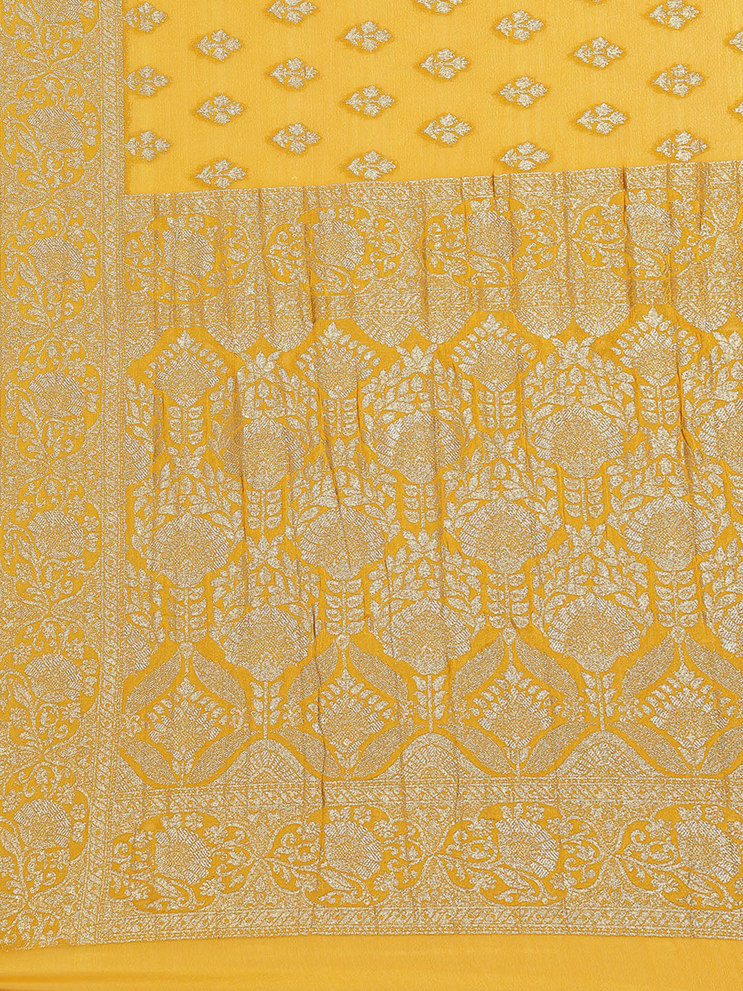 Zari Border Booti Crepe Woven Saree