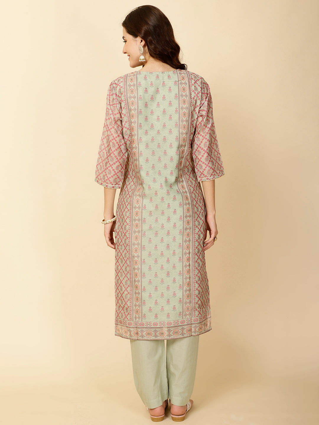 Printed Cotton Straight Kurta With Pants