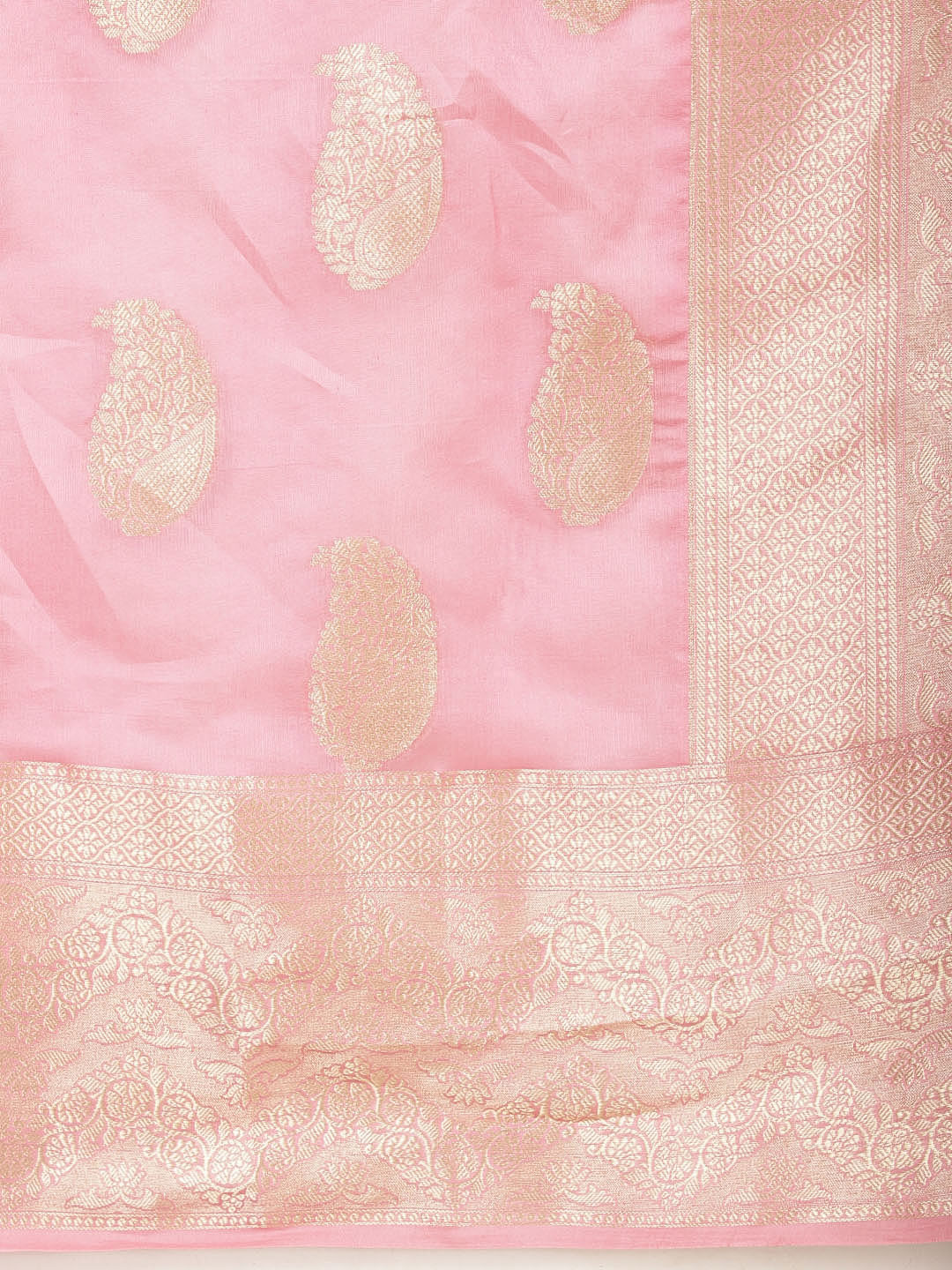 Zari Border Booti Woven Cotton Saree