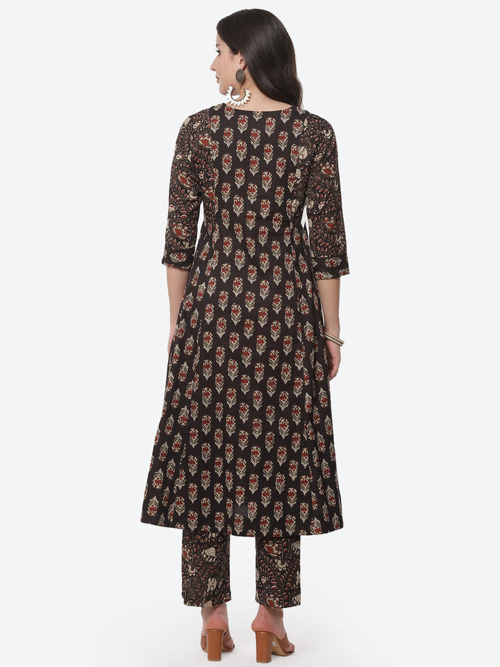 Printed Anarkali Gota Work Cotton Kurti With Pant
