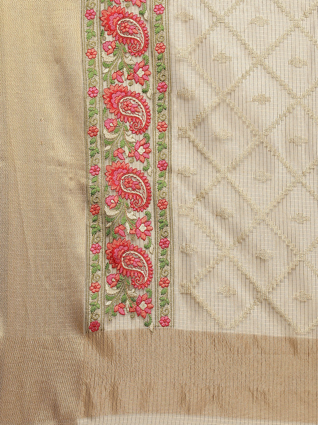 Resham Jaal Cotton Embroidered Saree
