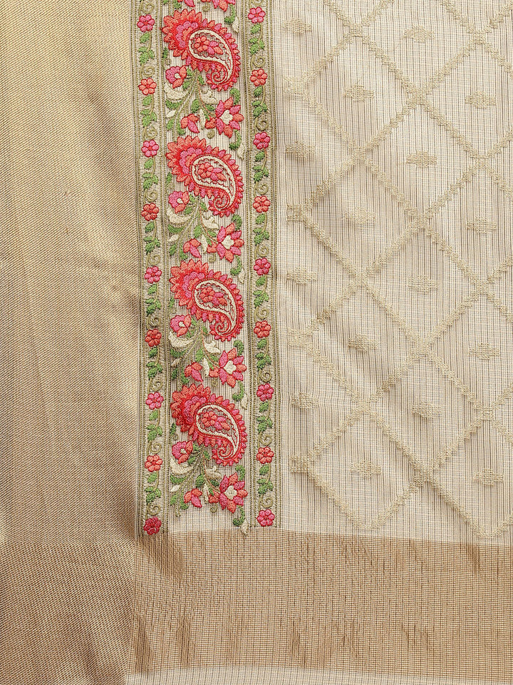 Resham Jaal Cotton Embroidered Saree