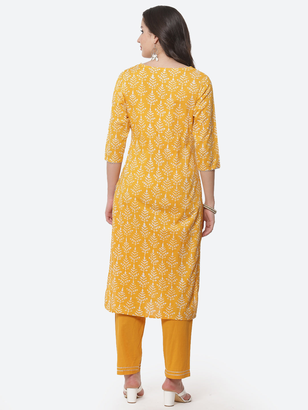 Printed Gota Work Cotton Kurti With Pant