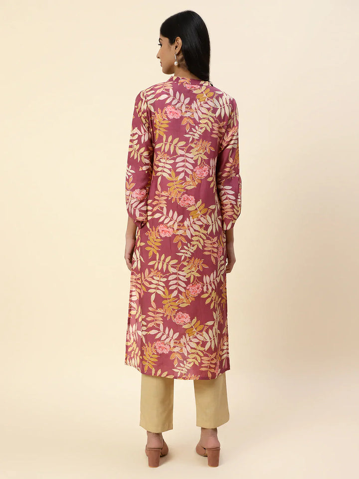 Floral Printed Muslin Kurta