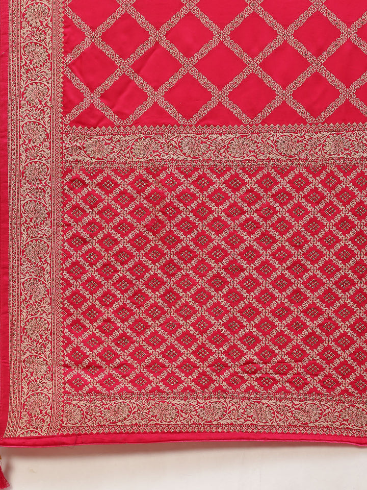 Zari Jaal Satin Woven Saree