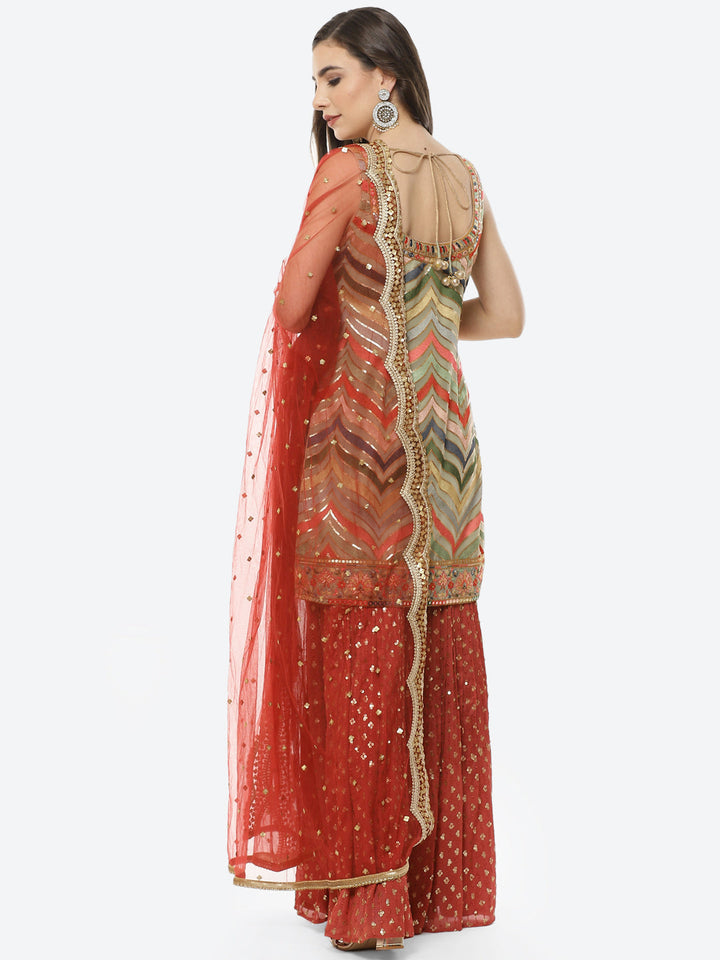 Sequence Georgette Stitched Salwar Kameez With Net Booti Dupatta
