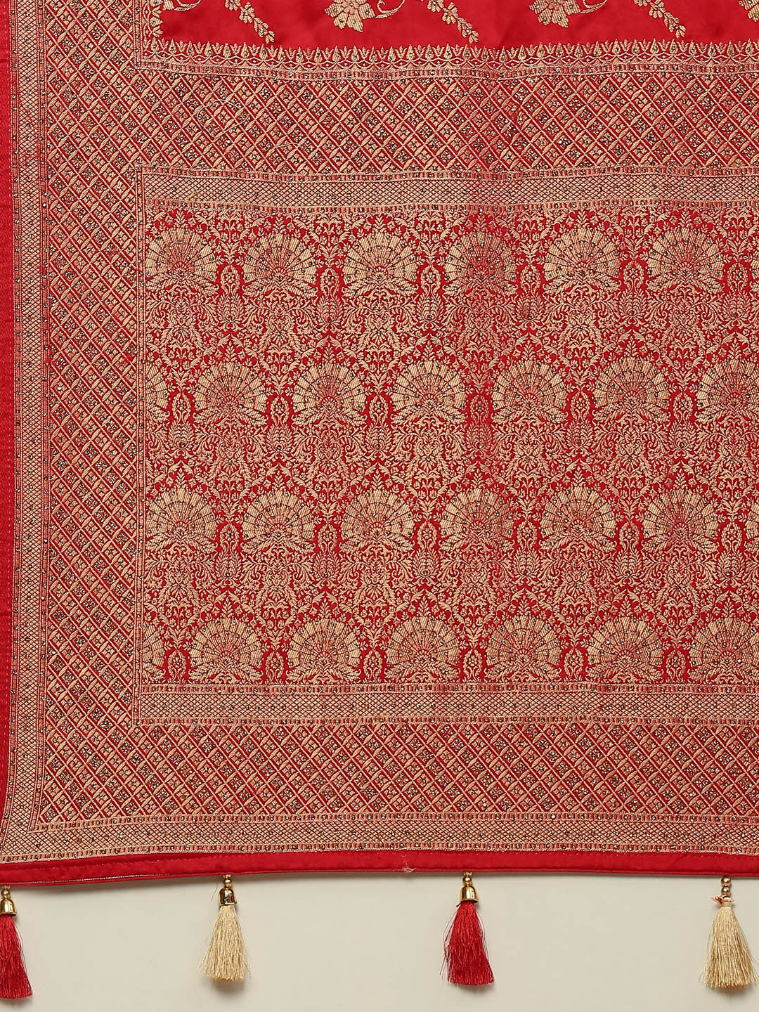 Floral Stone Jaal Satin Woven Saree