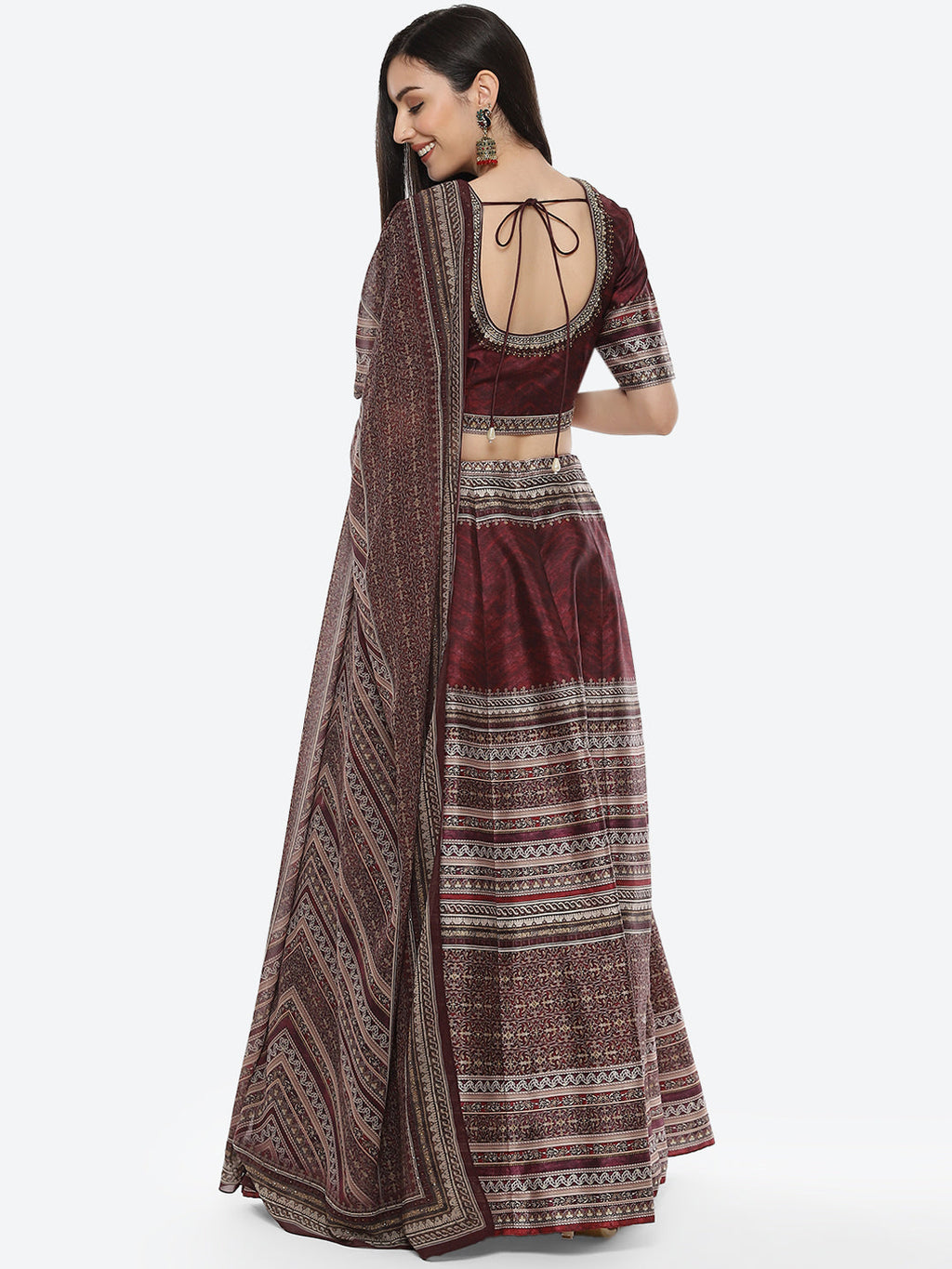 Digital Traditional Printed Tussar Lehenga With Choli And Printed Georgette Dupatta