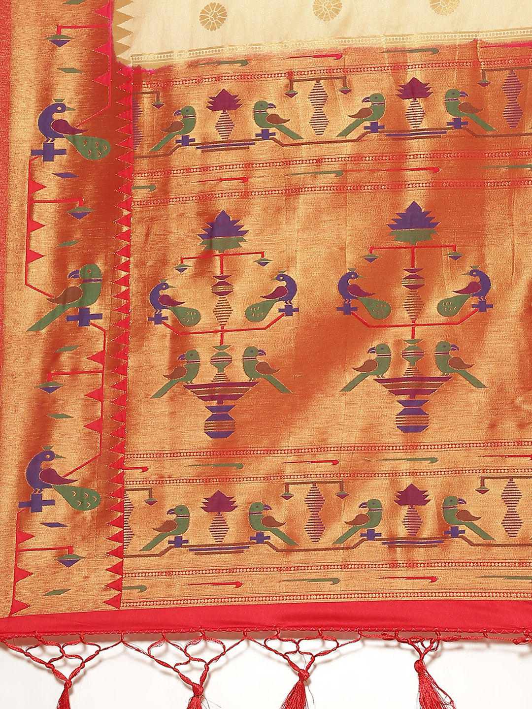 Paithani Silk Saree With Contrast Blouse