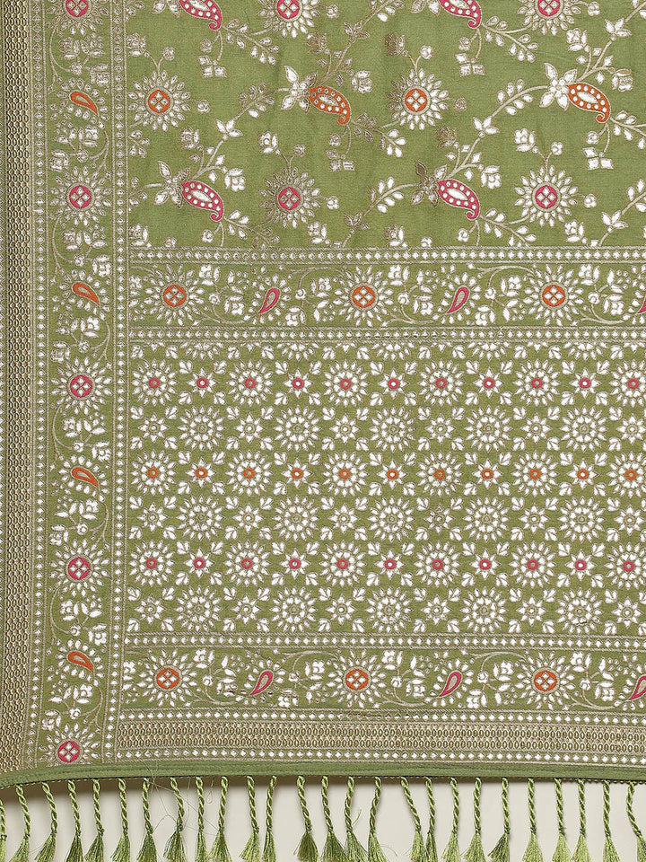 Gota Work Banarasi Woven Saree