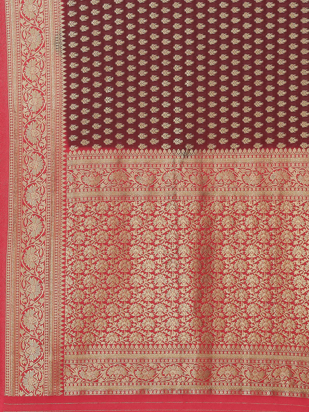 Zari Booti Crepe Plain Saree