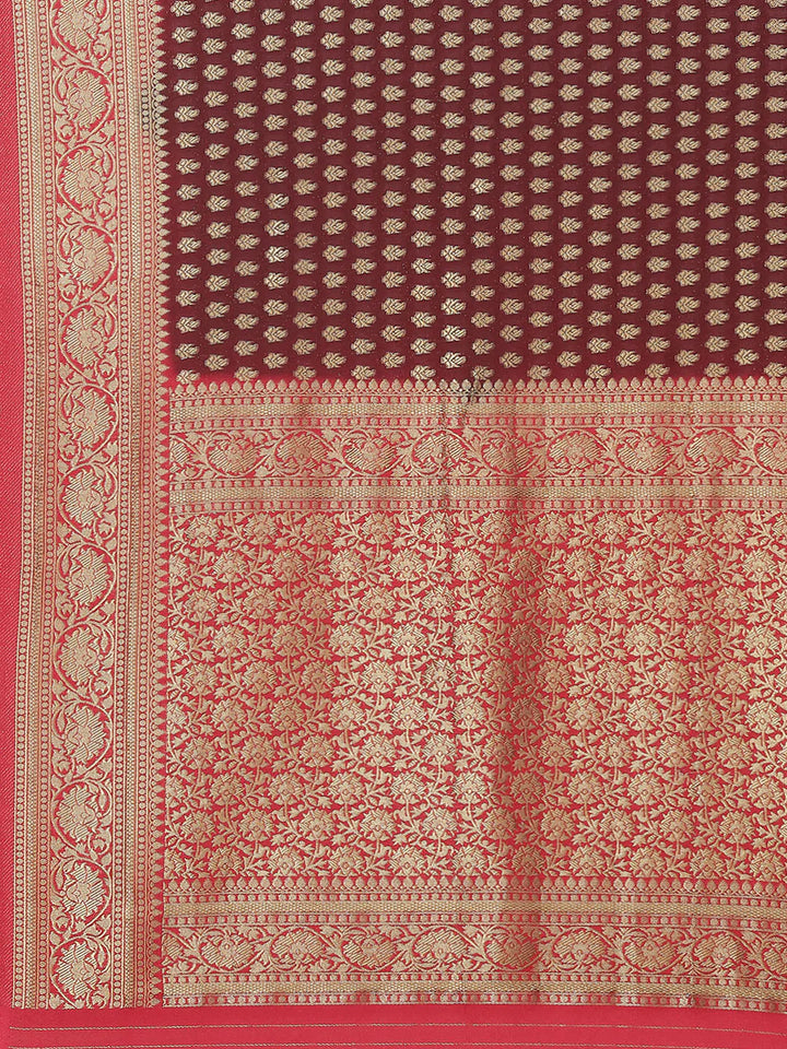 Zari Booti Crepe Plain Saree