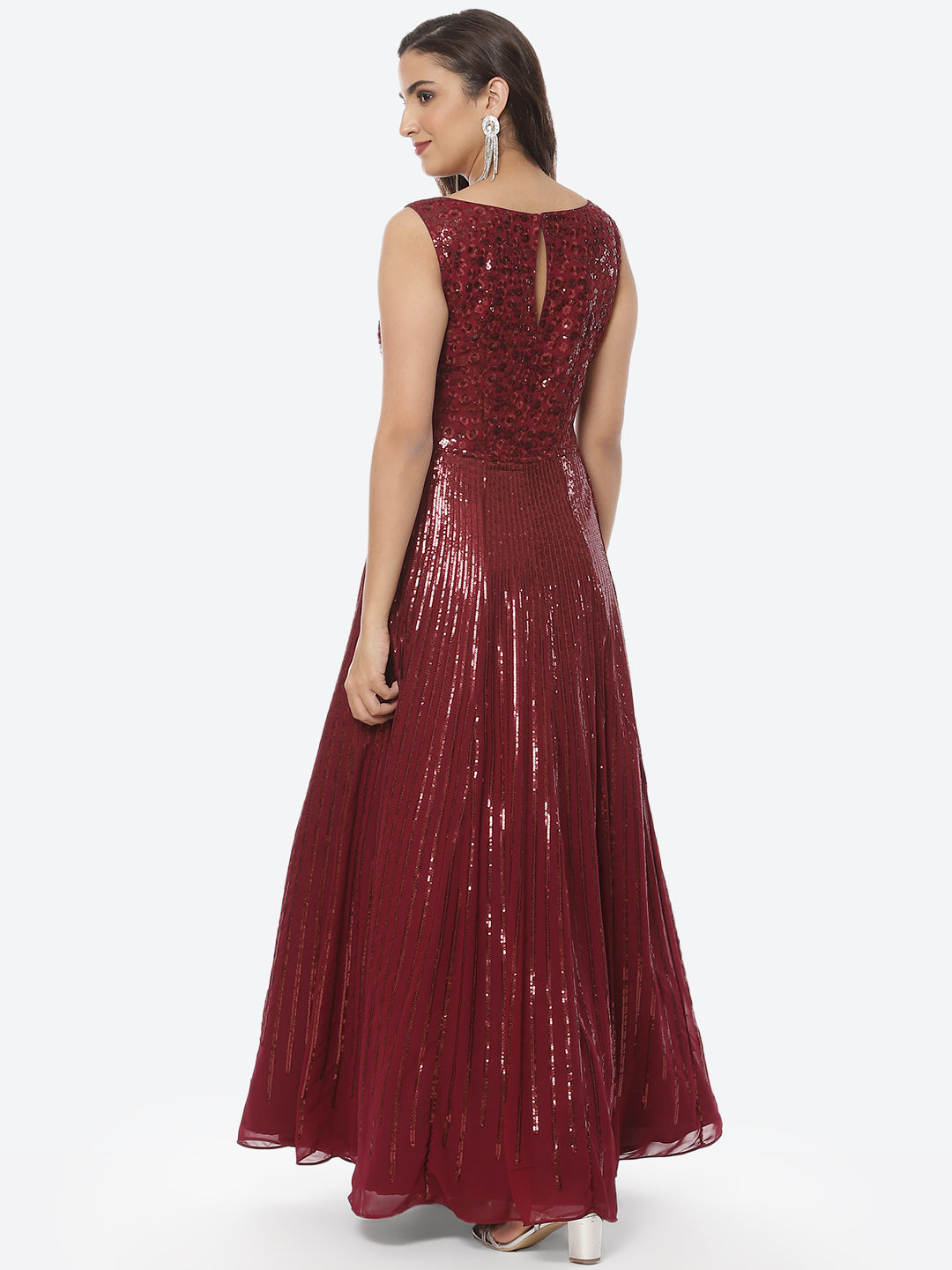 Sequin Georgette Long Dress