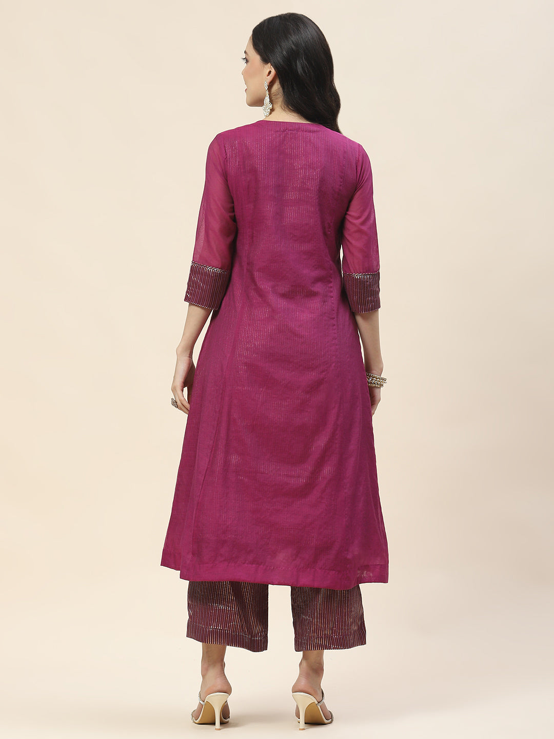 Plain Chanderi Kurta With Pants