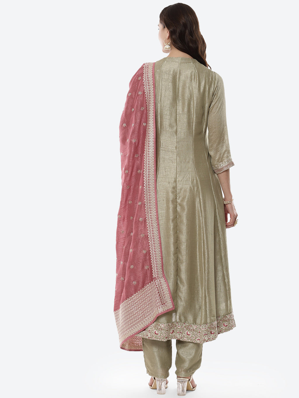 Embroidered Zari Dupion Stitched Salwar Kameez With Embroidered Chanderi Dupatta