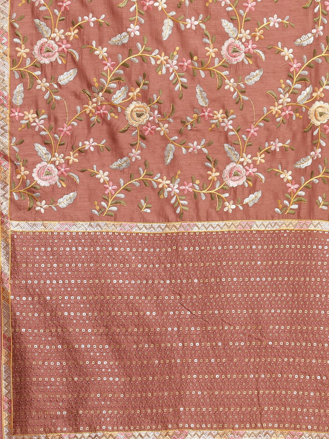 Thread Work Embroidered Art Tussar Saree