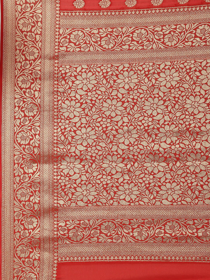 Zari Booti Crepe Plain Saree