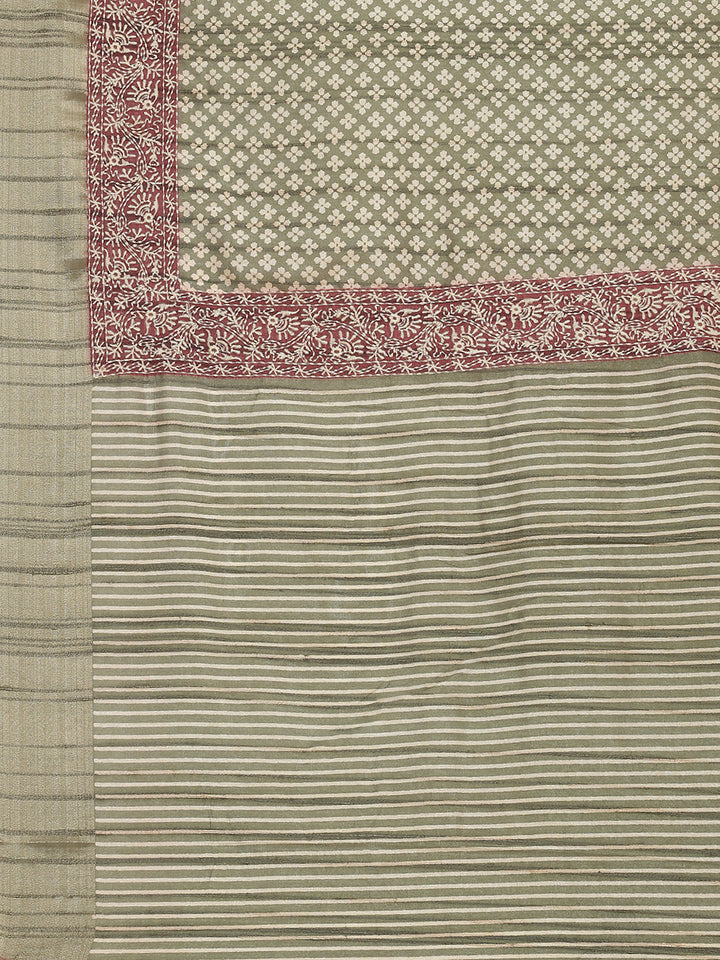 Printed Tussar Saree