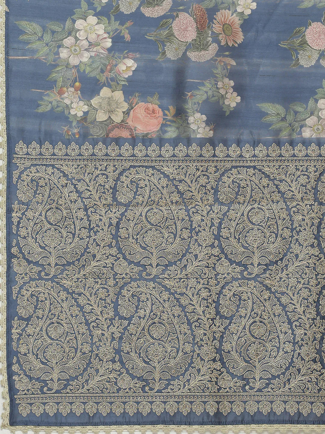 Digital Floral Printed Tussar Saree