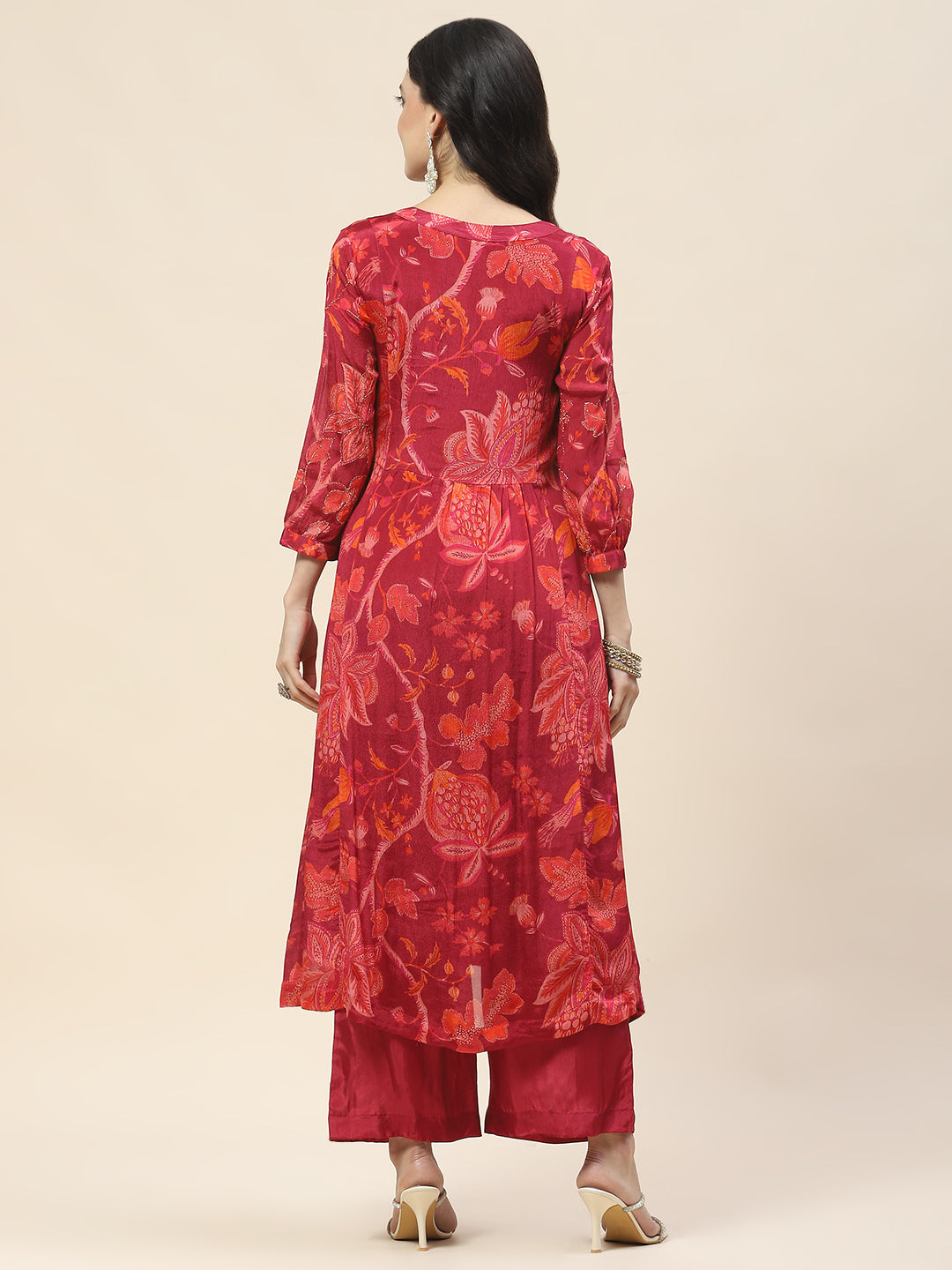 Floral Printed Muslin Kurta With Pants