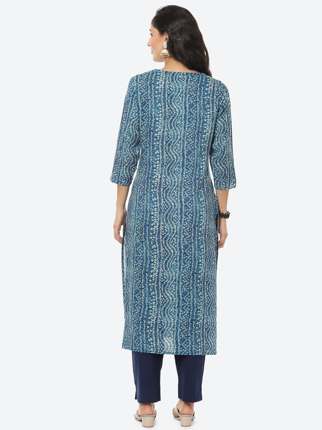 Yoke Embroided Bandhani Printed Cotton Kurti