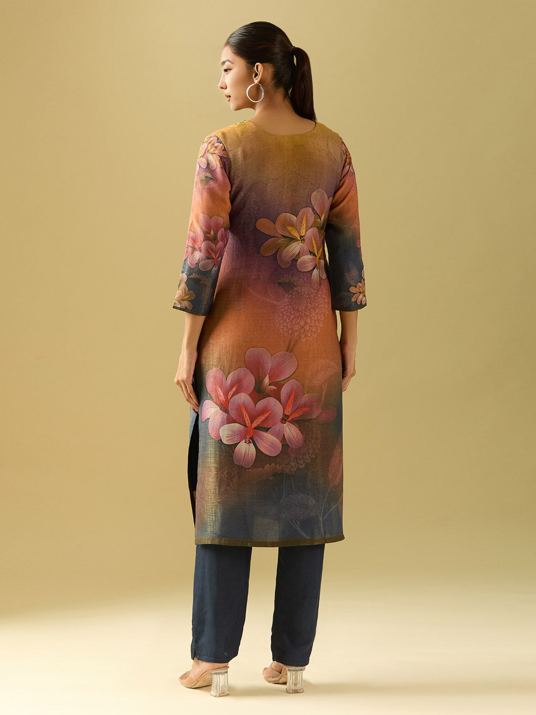 Neck Embroidery Muslin Kurta With Pants &amp; Dupatta