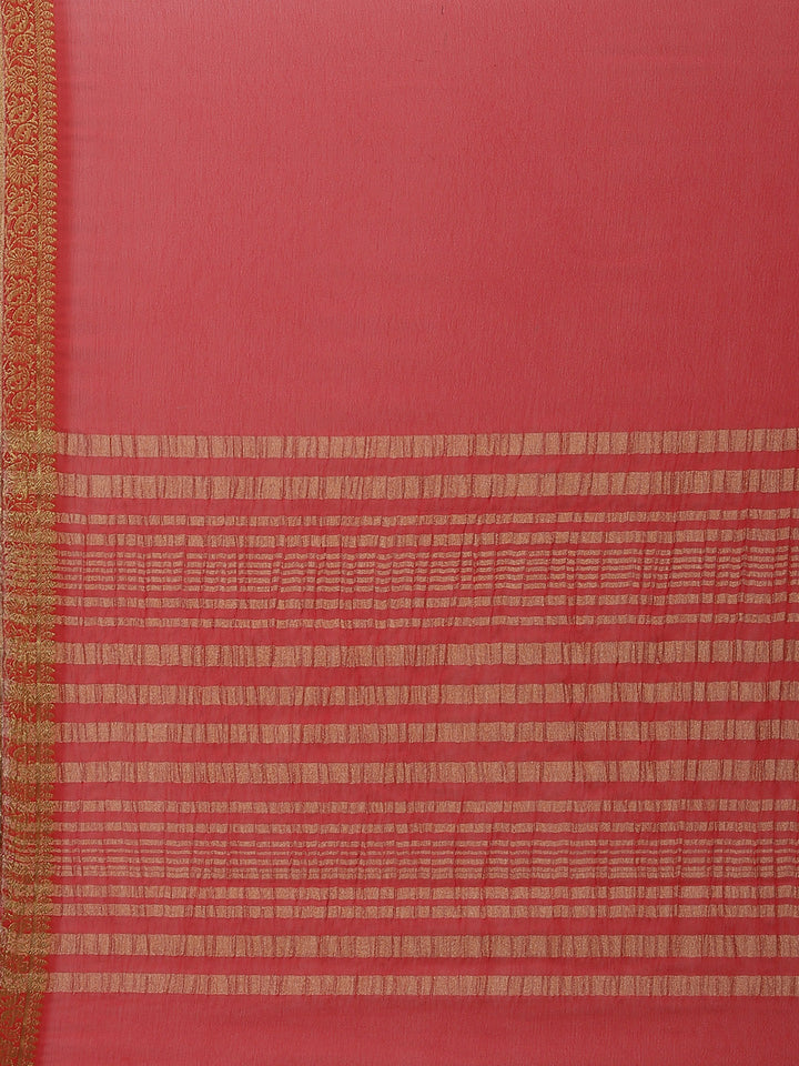 Piped Border Chiffon Plain Saree